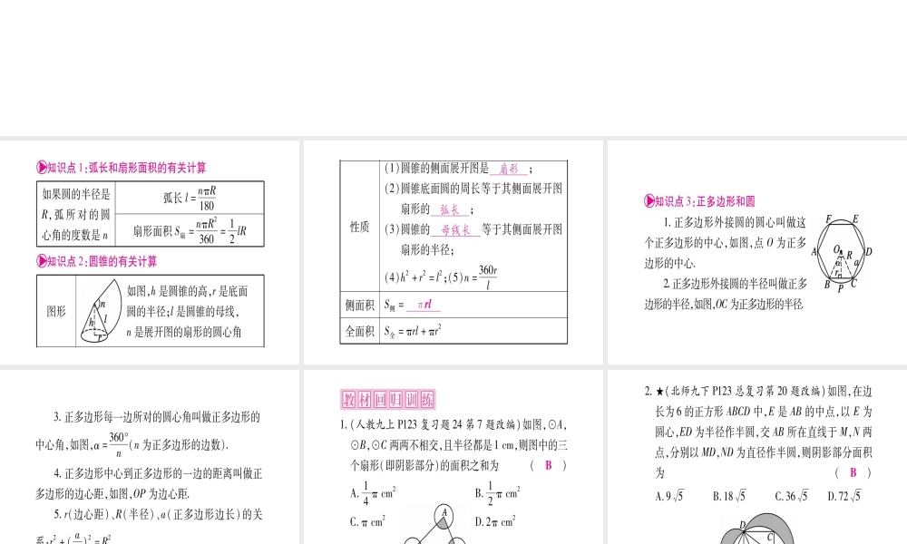 （宁夏专版）中考数学总复习 第一轮 考点系统复习 第6章 圆 第3节 与圆有关的计算课件-人教级全册数学课件