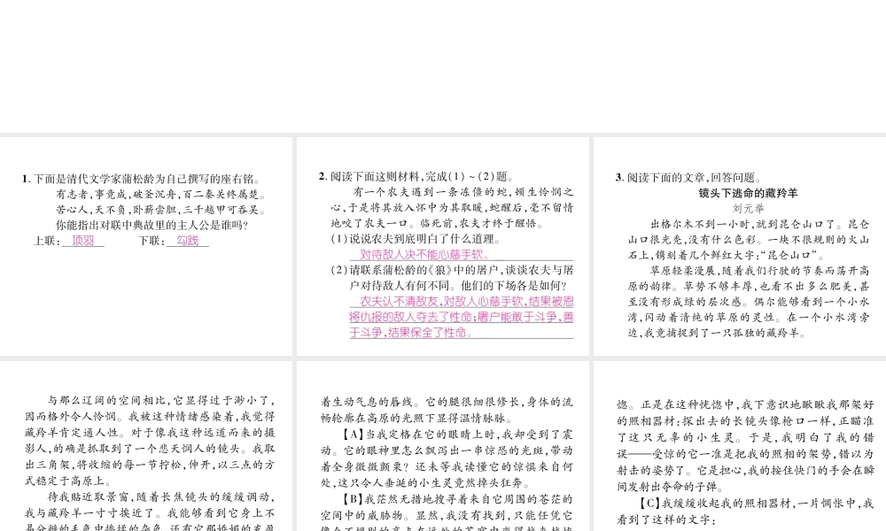 （安徽专版）七年级语文上册 双休作业（10）作业课件 新人教版-新人教版初中七年级上册语文课件