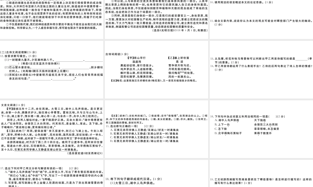 （孝感专版）秋九年级语文上册 第三单元检测卷课件 新人教版-新人教版初中九年级上册语文课件