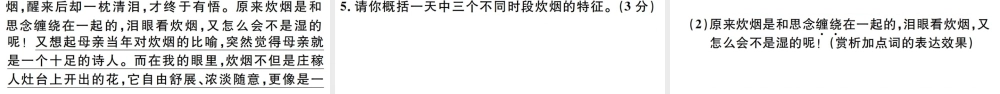 （孝感专版）秋九年级语文上册 第一单元 3乡愁习题课件 新人教版-新人教版初中九年级上册语文课件