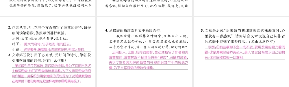 （安徽专版）七年级语文下册 双休作业（四）课件 新人教版-新人教版初中七年级下册语文课件
