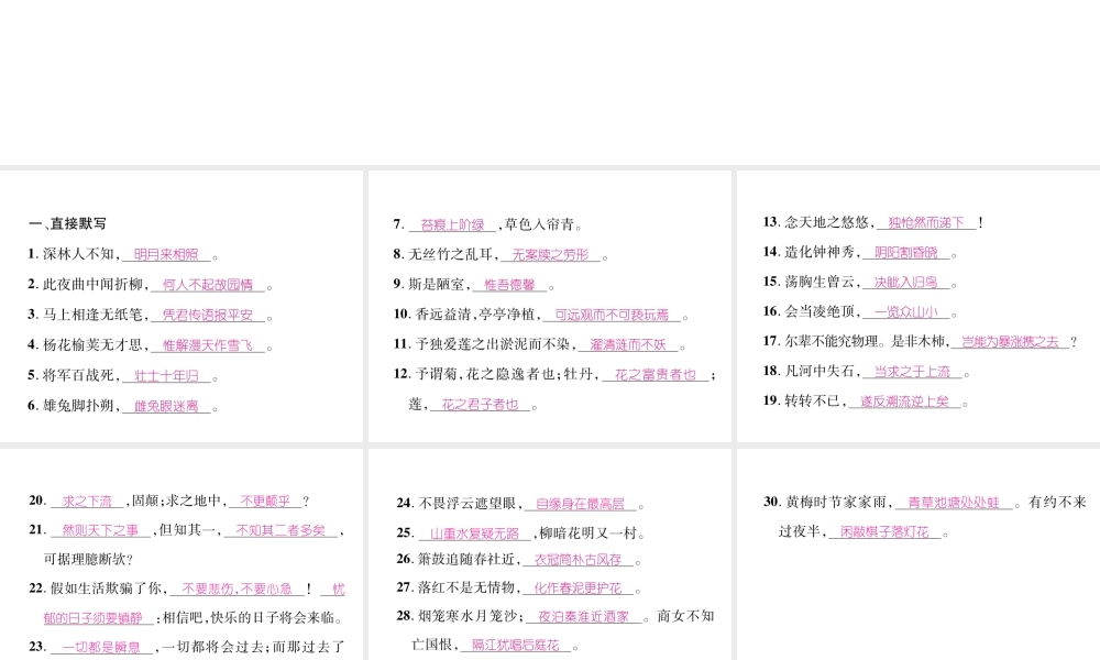 （安徽专版）七年级语文下册 专题3 古诗文默写课件 新人教版-新人教版初中七年级下册语文课件