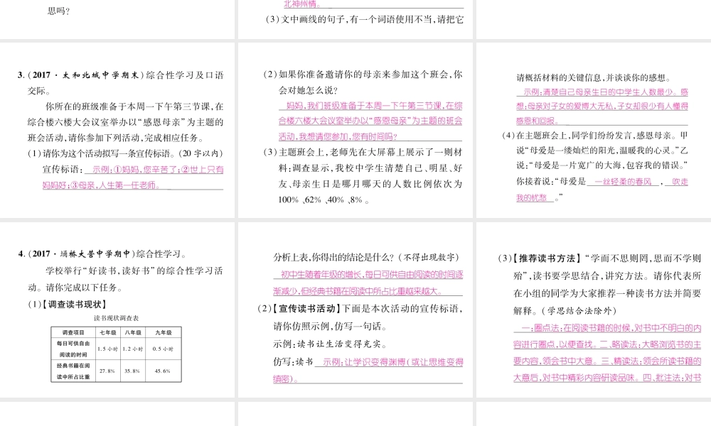 （安徽专版）七年级语文下册 专题5 综合性学习课件 新人教版-新人教版初中七年级下册语文课件