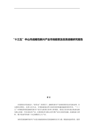 “十三五”中山市战略性新兴产业市场前景及投资战略研究报告