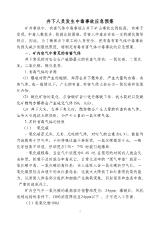井下人员发生中毒事故应急预案