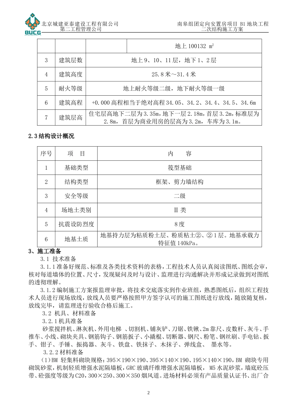 南皋组团定向安置房项目B1地块工程二次结构施工方案_第2页