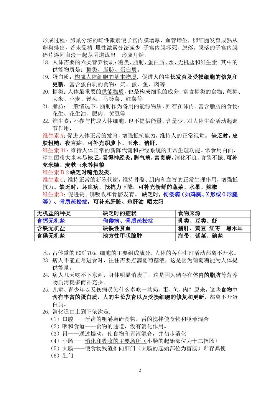 七年级生物下册复习资料_第2页