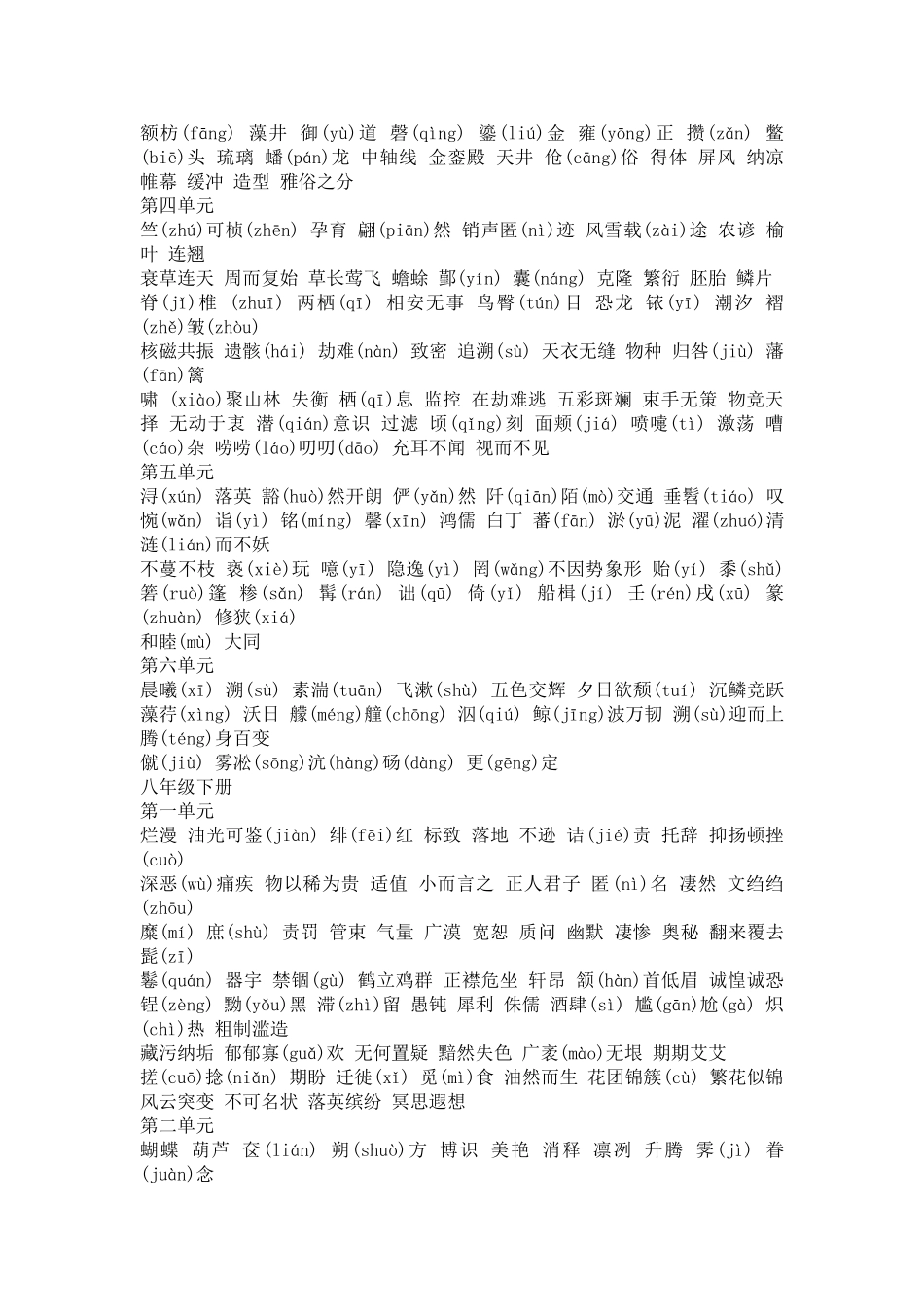 人教版初中语文全六册生字词总揽_第3页