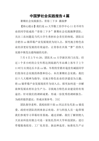 中国梦社会实践报告4篇