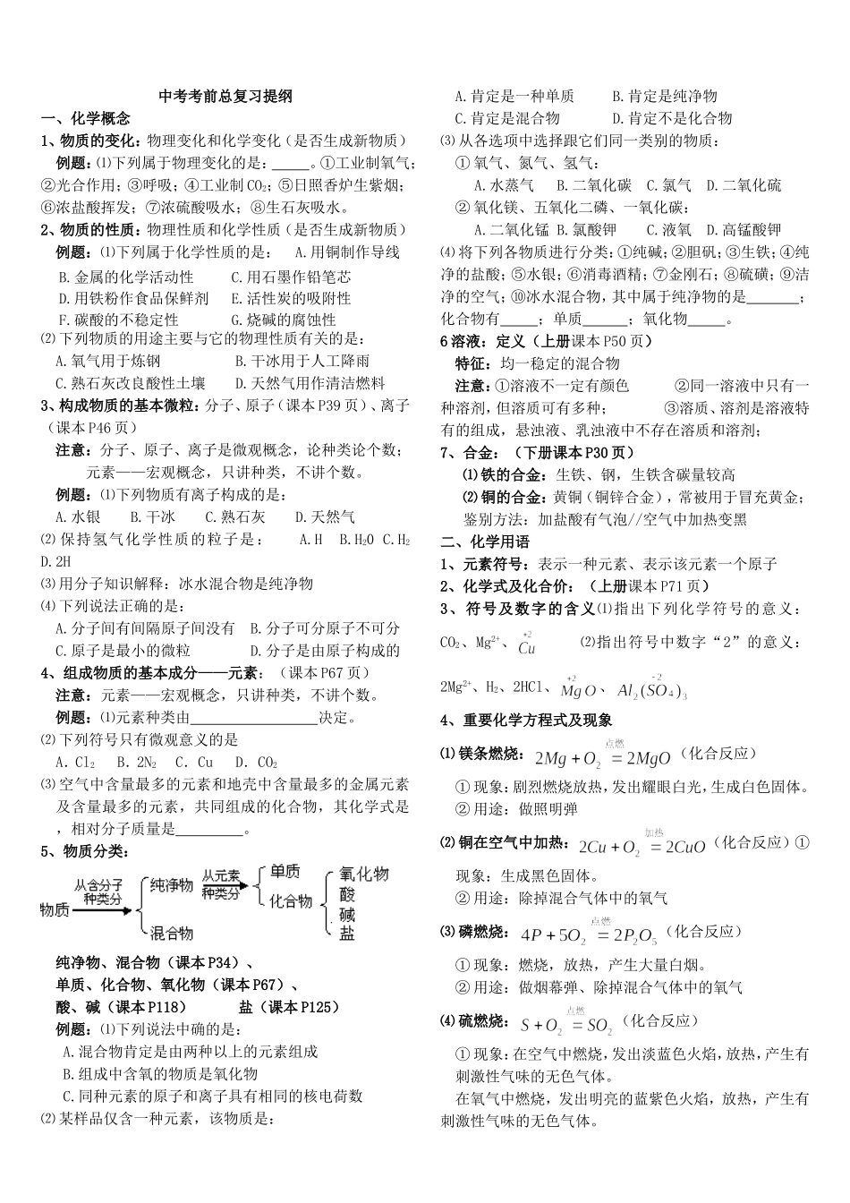 中考考前总复习提纲测试题_第1页