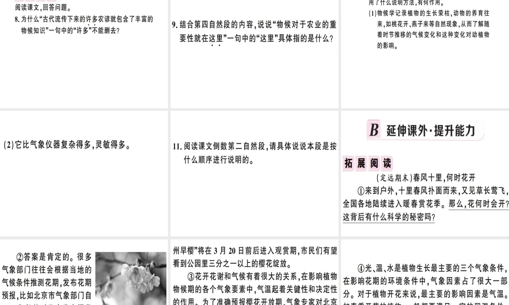 （安徽专版）春八年级语文下册 第二单元 5 大自然的语言习题课件 新人教版-新人教版初中八年级下册语文课件