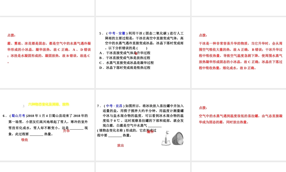 （安徽专版）八年级物理上册 4.4升华和凝华习题课件 （新版）粤教沪版-（新版）粤教沪版初中八年级全册物理课件