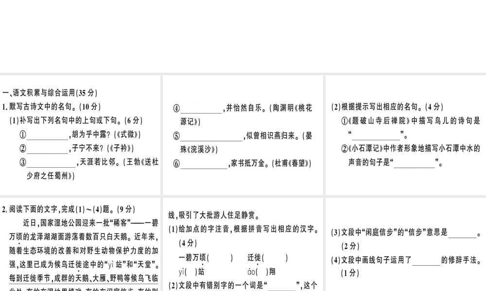 （安徽专版）春八年级语文下册 第二单元检测卷课件 新人教版-新人教版初中八年级下册语文课件
