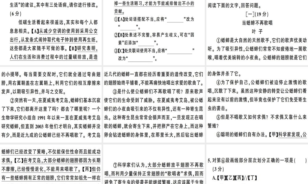 （安徽专版）春八年级语文下册 第二单元检测卷课件 新人教版-新人教版初中八年级下册语文课件