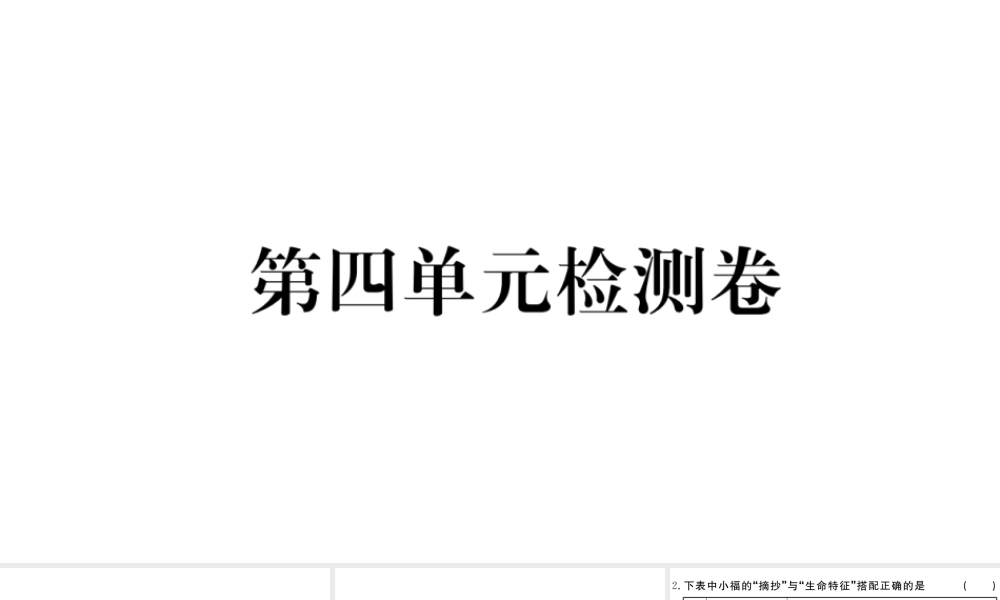 （安徽专版）七年级道德与法治上册 第四单元 生命的思考检测卷课件 新人教版-新人教版初中七年级上册政治课件