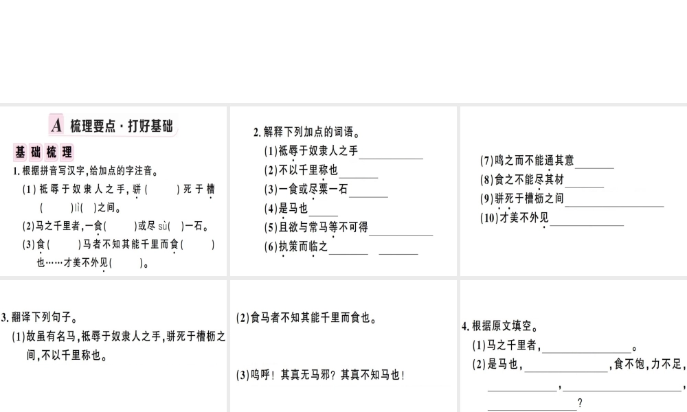 （安徽专版）春八年级语文下册 第六单元 23 马 说习题课件 新人教版-新人教版初中八年级下册语文课件