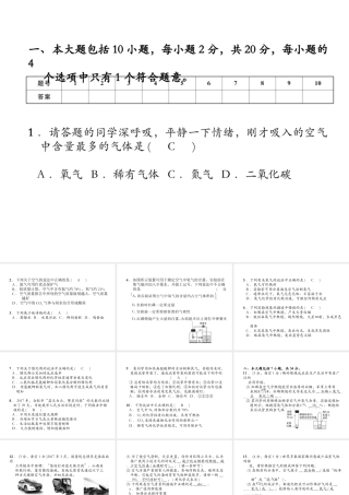 （安徽专版）秋九年级化学上册 第2单元 我们周围的空气达标测试卷作业课件 （新版）新人教版-（新版）新人教版初中九年级上册化学课件