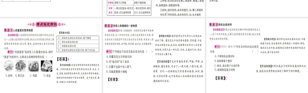 （安徽专版）中考化学 第十二单元 化学与生活课件-人教版初中九年级全册化学课件