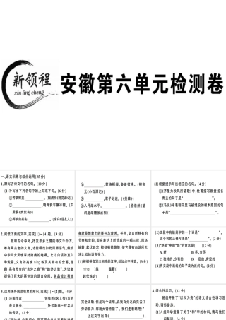 （安徽专版）春八年级语文下册 第六单元检测卷课件 新人教版-新人教版初中八年级下册语文课件