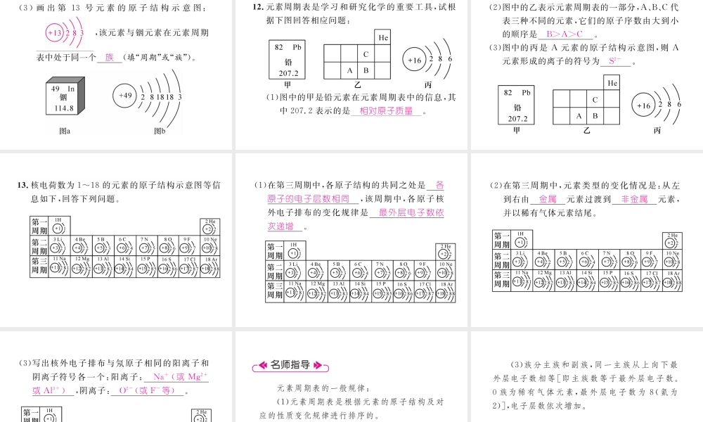 （安徽专版）秋九年级化学上册 第3单元 物质构成的奥秘 课题3 元素 第2课时 元素周期表简介作业课件 （新版）新人教版-（新版）新人教版初中九年级上册化学课件