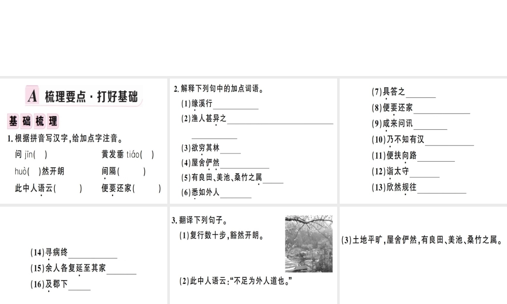 （安徽专版）春八年级语文下册 第三单元 9 桃花源记习题课件 新人教版-新人教版初中八年级下册语文课件