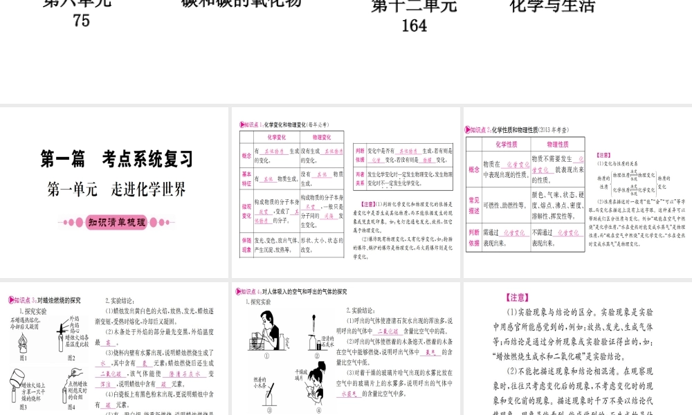 （安徽专版）中考化学 第一篇 考点系统复习课件-人教版初中九年级全册化学课件