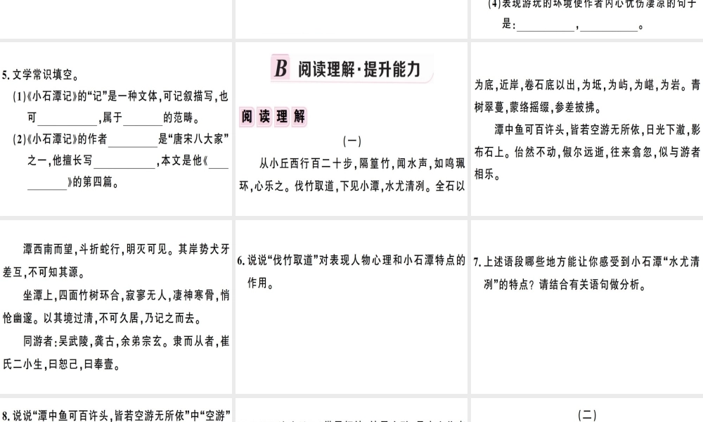 （安徽专版）春八年级语文下册 第三单元 10 小石潭记习题课件 新人教版-新人教版初中八年级下册语文课件
