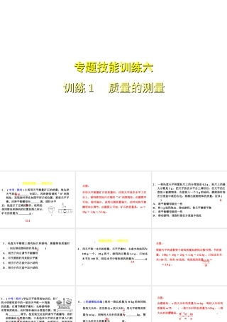 （安徽专版）八年级物理上册 专题技能训练 质量的测量习题课件 （新版）粤教沪版-（新版）粤教沪版初中八年级上册物理课件