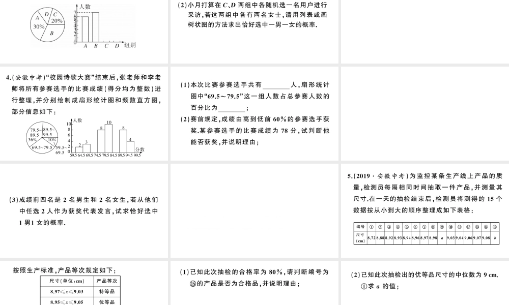 （安徽专版）九年级数学上册 第25章 概率初步 必考点强化训练 统计图表与概率的综合课件 （新版）新人教版-（新版）新人教版初中九年级上册数学课件