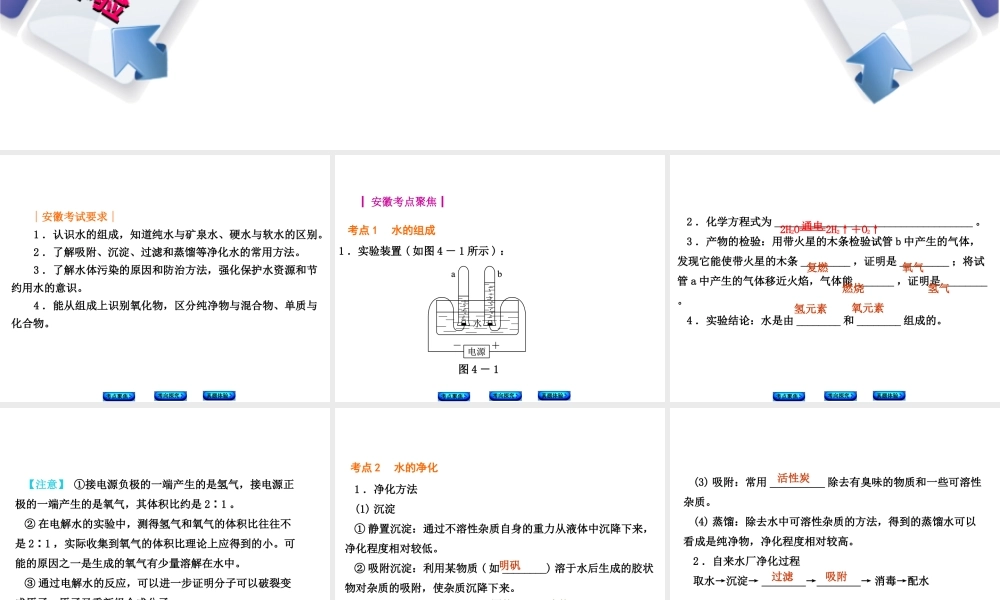 （安徽专版）中考化学 专题4 自然界的水课件-人教版初中九年级全册化学课件