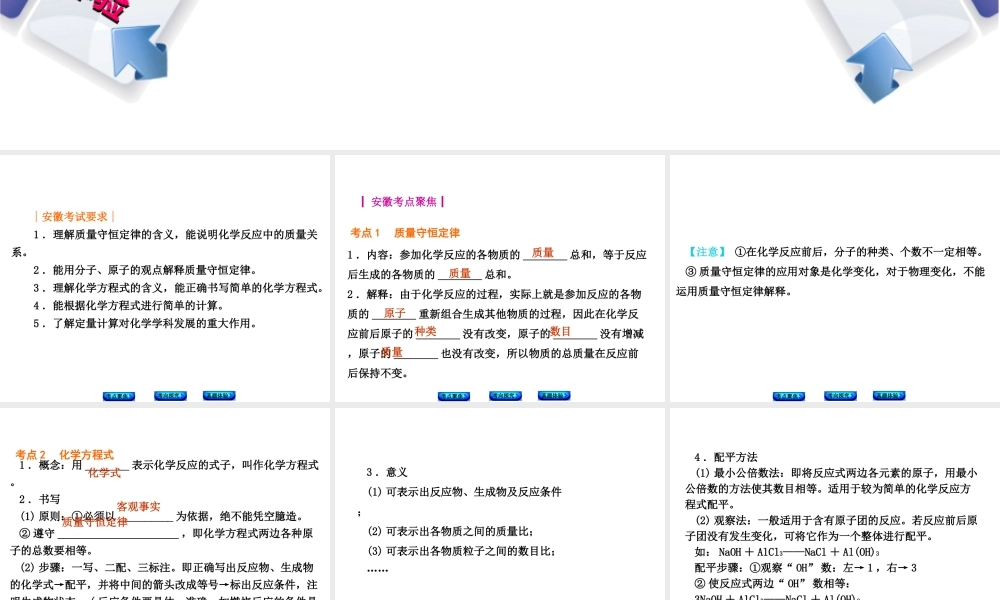（安徽专版）中考化学 专题6 化学方程式课件-人教版初中九年级全册化学课件