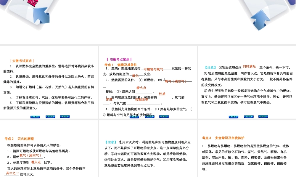 （安徽专版）中考化学 专题8 燃料及其利用课件-人教版初中九年级全册化学课件