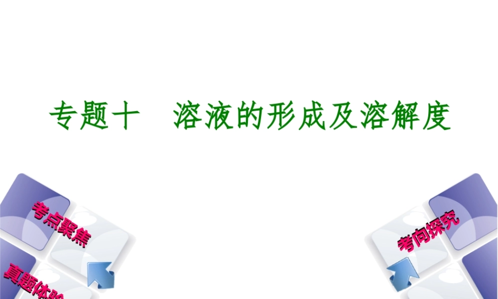 （安徽专版）中考化学 专题10 溶液的形成及溶解度课件-人教版初中九年级全册化学课件