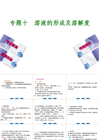 （安徽专版）中考化学 专题10 溶液的形成及溶解度课件-人教版初中九年级全册化学课件