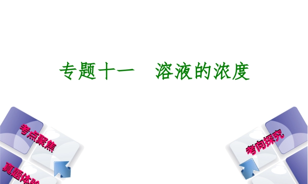 （安徽专版）中考化学 专题11 溶液的浓度课件-人教版初中九年级全册化学课件