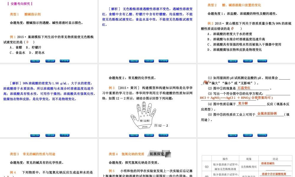 （安徽专版）中考化学 专题12 常见的酸和碱课件-人教版初中九年级全册化学课件