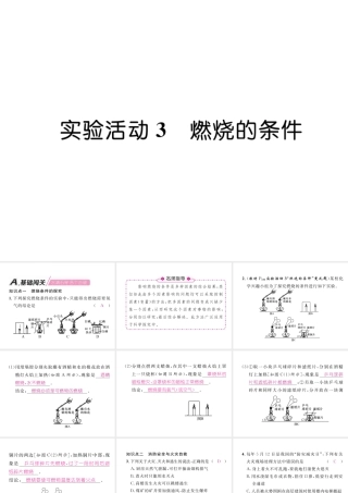 （安徽专版）秋九年级化学上册 第7单元 燃料及其利用 实验活动3 燃烧的条件作业课件 （新版）新人教版-（新版）新人教版初中九年级上册化学课件