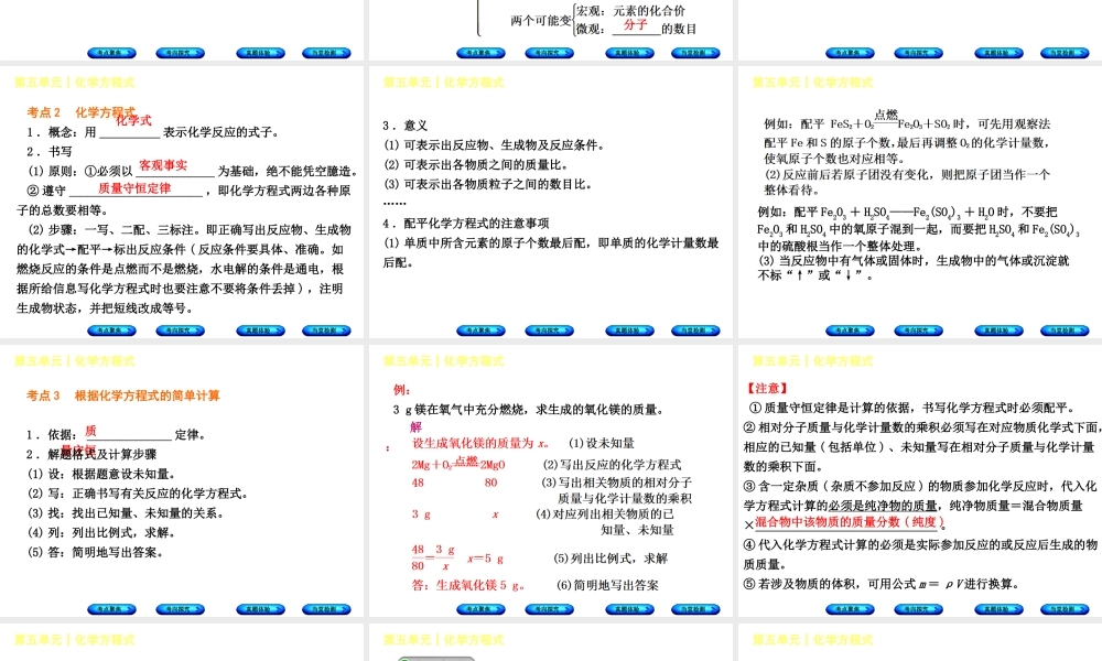 （安徽专版）中考化学复习 第五单元 化学方程式课件-人教版初中九年级全册化学课件