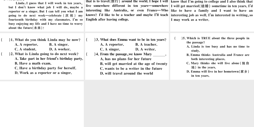 （安徽专版）八年级英语上册 Unit 6 I’m going to study computer science第三课时习题课件（新版）人教新目标版-（新版）人教新目标版初中八年级上册英语课件