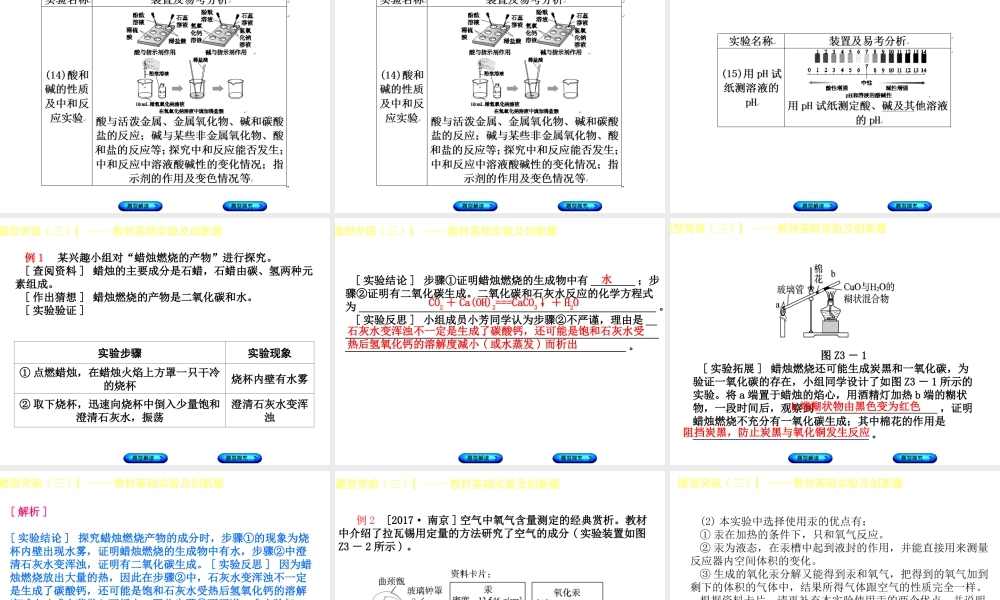 （安徽专版）中考化学复习 题型突破（三）教材基础实验及创新题课件-人教版初中九年级全册化学课件
