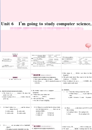 （安徽专版）八年级英语上册 Unit 6 I’m going to study computer science第一课时习题课件（新版）人教新目标版-（新版）人教新目标版初中八年级上册英语课件