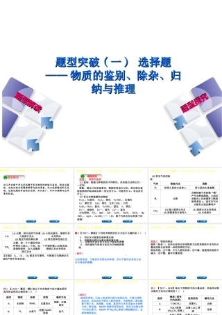 （安徽专版）中考化学复习 题型突破（一）选择题—物质的鉴别、除杂、归纳与推理课件-人教版初中九年级全册化学课件