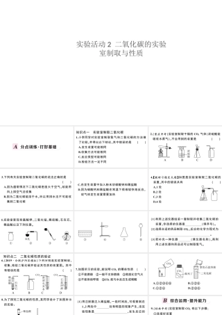 （安徽专版）秋九年级化学上册 第六单元 碳和碳的氧化物 实验活动2 二氧化碳的实验室制取与性质习题课件（新版）新人教版-（新版）新人教版初中九年级上册化学课件