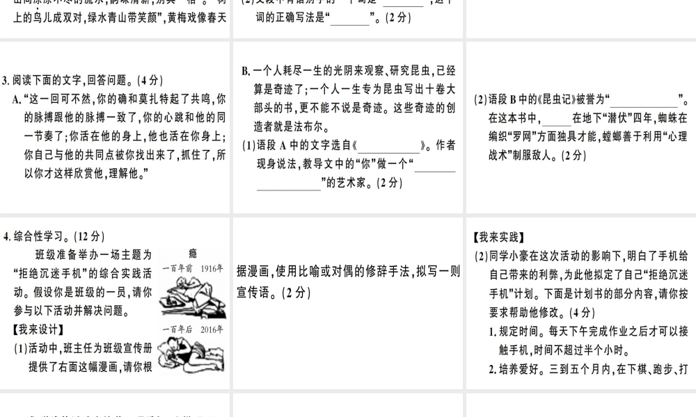 （安徽专版）春八年级语文下册 期中检测卷课件 新人教版-新人教版初中八年级下册语文课件