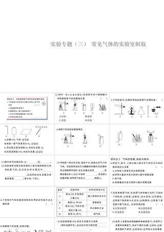 （安徽专版）秋九年级化学上册 第六单元 碳和碳的氧化物 实验专题（三）常见气体的实验室制取习题课件（新版）新人教版-（新版）新人教版初中九年级上册化学课件
