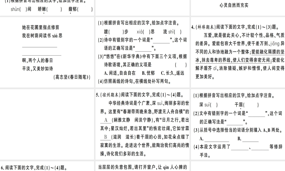 （安徽专版）春八年级语文下册 专题复习二 语文积累与运用习题课件 新人教版-新人教版初中八年级下册语文课件