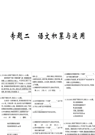 （安徽专版）春八年级语文下册 专题复习二 语文积累与运用习题课件 新人教版-新人教版初中八年级下册语文课件