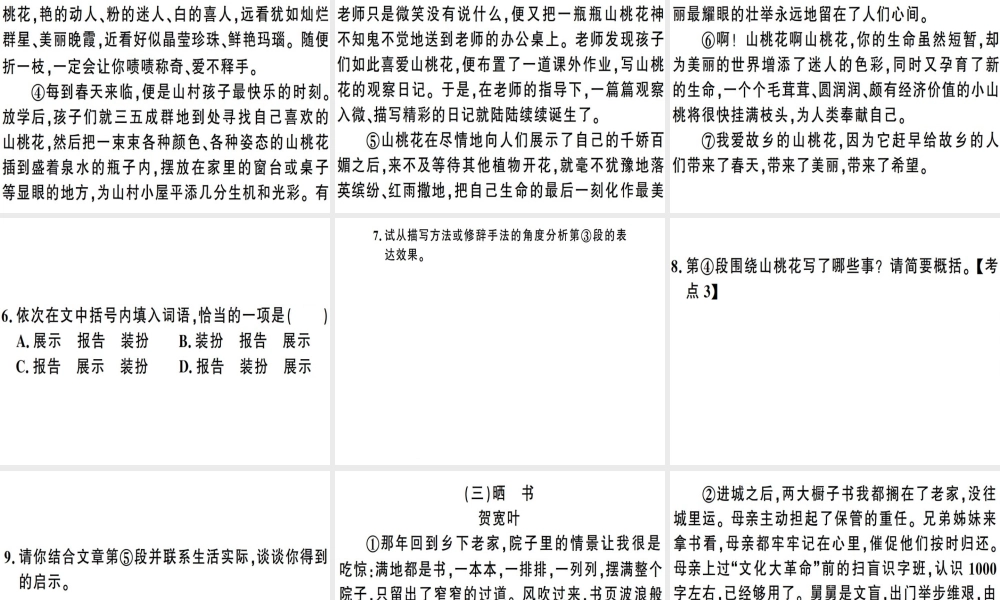 （安徽专版）春八年级语文下册 专题复习六 记叙文阅读习题课件 新人教版-新人教版初中八年级下册语文课件