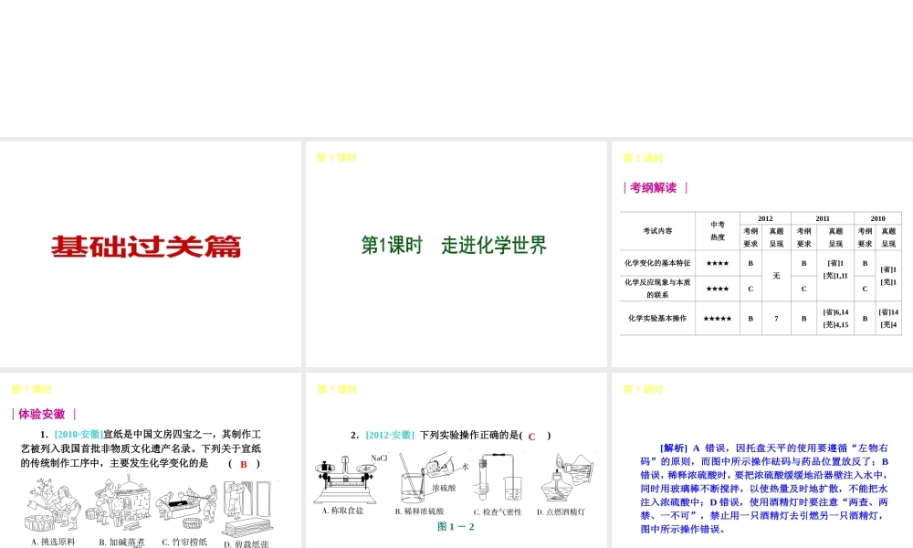 （安徽专版）中考化学教材化总复习 基础过关篇（主题1-2课时）课件 新人教版