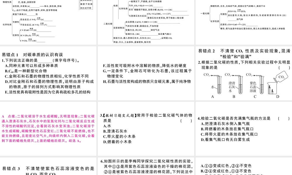 （安徽专版）秋九年级化学上册 第六单元 碳和碳的氧化物小结与复习习题课件（新版）新人教版-（新版）新人教版初中九年级上册化学课件